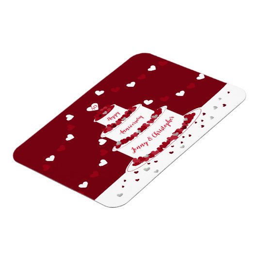 Personalisierter 40. Ruby Wedding Anniversary Cake Magnet (Linke Seite)