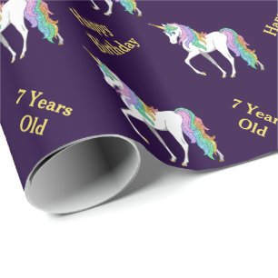 Personalisierter 4. 5. 6. 7. 8. Geburtstag Einhorn Geschenkpapier