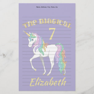 Personalisierter 4. 5. 6. 7. Geburtstag Unicorn Briefpapier