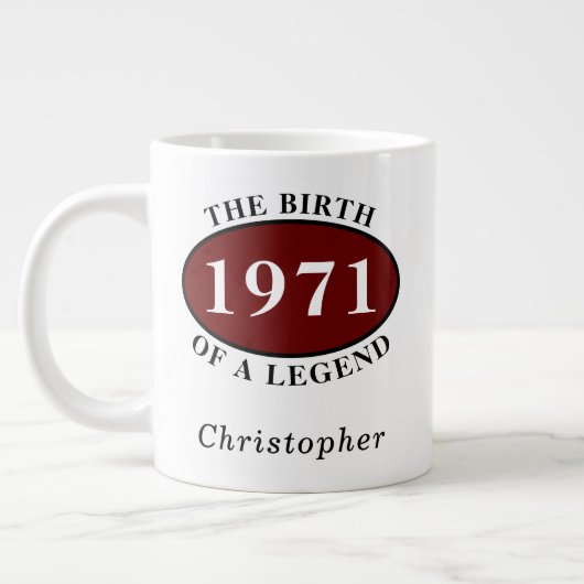 Personalisierter 50. Geburtstag 1971 Geburt einer  Jumbo-Tasse (Links)