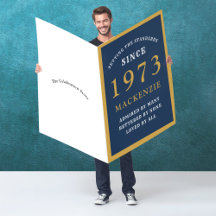Personalisierter 50. Geburtstag 1973 Blue Gold Hug