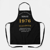 Personalisierter 50. Geburtstag 1976 Schwarz & Gol Schürze (Vorderseite)