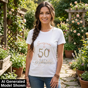 Personalisierter 50. Geburtstag Boho Herbstblätter T-Shirt