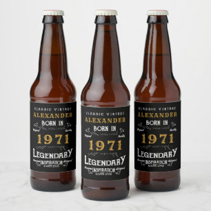 Personalisierter 50. Geburtstag Geboren 1971 Vinta Bierflaschenetikett
