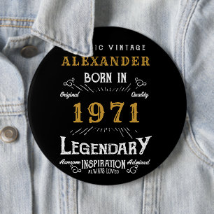 Personalisierter 50. Geburtstag Geboren 1971 Vinta Button