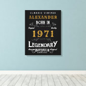Personalisierter 50. Geburtstag Geboren 1971 Vinta Leinwanddruck (Insitu (Holzboden))