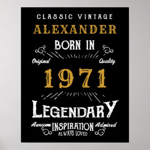 Personalisierter 50. Geburtstag Geboren 1971 Vinta Poster