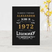 Personalisierter 50. Geburtstag Geboren 1972 Vinta Karte (Gelbe Blume)