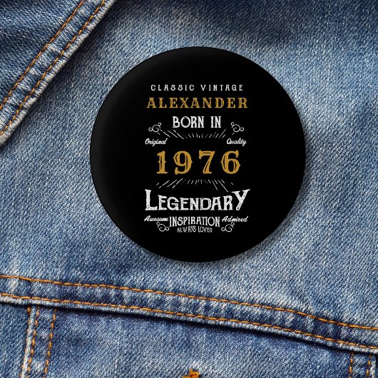 Personalisierter 50. Geburtstag Geboren 1976 Vinta Button