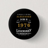 Personalisierter 50. Geburtstag Geboren 1976 Vinta Button (Vorderseite)