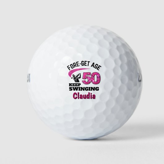 Personalisierter 50. Geburtstag - Rosa Erwachsener Golfball (Vorderseite)