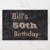 Personalisierter 50. Geburtstag schwarz und braun Lebensmitteletikett (Einzelnes Label)