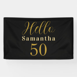 Personalisierter 50. Geburtstag Schwarzer Gold Geb Banner