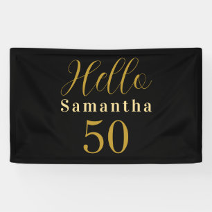Personalisierter 50. Geburtstag Schwarzer Gold Geb Banner