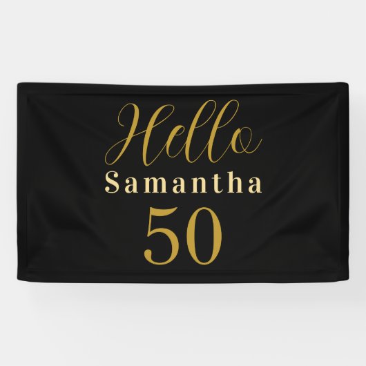 Personalisierter 50. Geburtstag Schwarzer Gold Geb Banner (Horizontal)
