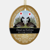 Personalisierter 50. Hochzeits-Jahrestag, Gänse Keramikornament (Rechts)