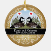 Personalisierter 50. Hochzeits-Jahrestag, Gänse Keramikornament (Hinten)