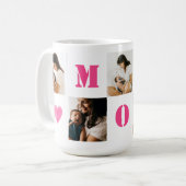 Personalisierter 5-Fotos-MUTTER-Rosa-Herz Kaffeetasse (Vorderseite Links)