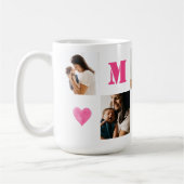 Personalisierter 5-Fotos-MUTTER-Rosa-Herz Kaffeetasse (Links)
