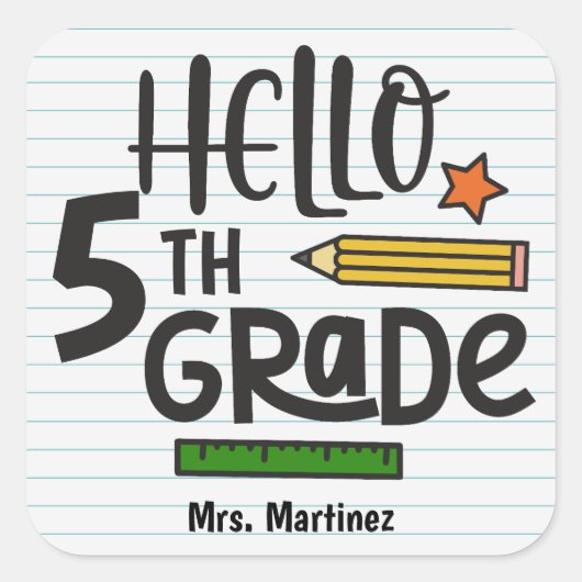 Personalisierter 5. quadratischer aufkleber (Vorderseite)