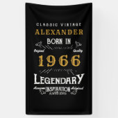 Personalisierter 60. Geburtstag Geboren 1966 Retro Banner (Vertikal)