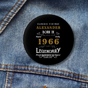 Personalisierter 60. Geburtstag Geboren 1966 Vinta Button