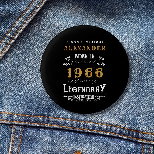 Personalisierter 60. Geburtstag Geboren 1966 Vinta Button