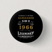 Personalisierter 60. Geburtstag Geboren 1966 Vinta Button (Vorderseite)