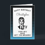 Personalisierter 60. Geburtstag über dem Hügel Karte<br><div class="desc">Sage glücklichen Geburtstag und viel Spaß mit dieser Vintagen Retro-Geburtstagskarte mit dem "over the hill"-Look. Einfache Anpassung mit der bereitgestellten Vorlage.</div>