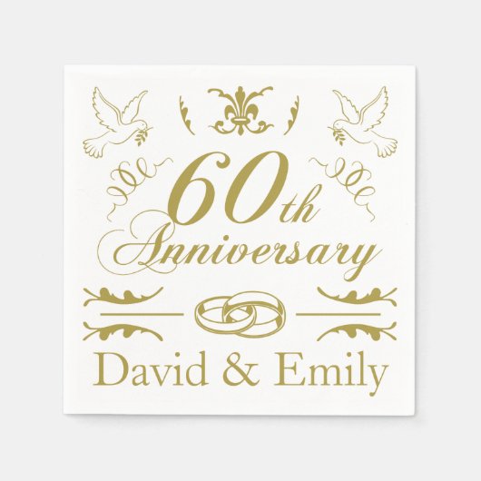 Personalisierter 60. Hochzeitstag Serviette (Vorderseite)