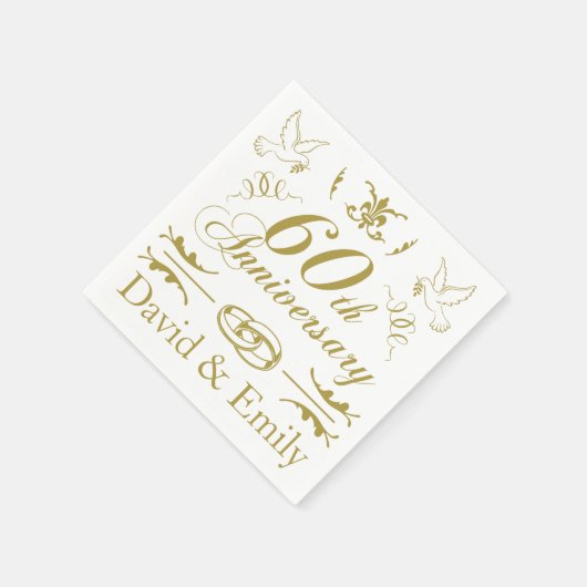 Personalisierter 60. Hochzeitstag Serviette (Ecke)