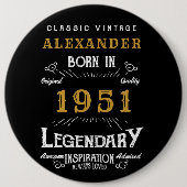 Personalisierter 70. Geburtstag Geboren 1951 Vinta Button (Vorderseite)