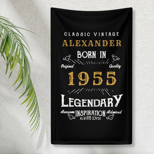 Personalisierter 70. Geburtstag Geboren 1955 Vinta Banner