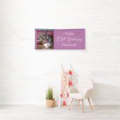 Personalisierter 75. Geburtstags-Vintage Teekanne Banner (Insitu)