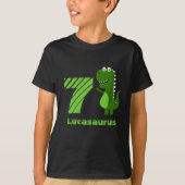 Personalisierter 7. Geburtstag Dinosaurier T-Shirt (Vorderseite)