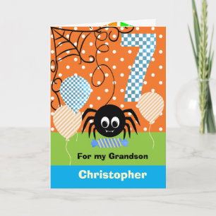 Personalisierter 7. Geburtstag Halloween für Enkel Karte