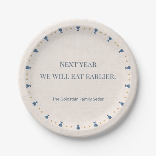 Personalisierter 7" Spaß-Pessach-Seder-Vorspeisent Pappteller (Vorderseite)