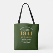 Personalisierter 80. Geburtstag 1941 Elegant Chic Tasche (Rückseite)