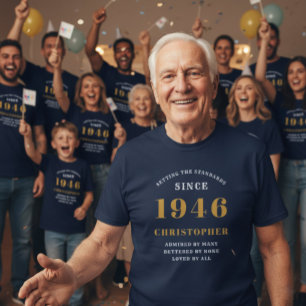 Personalisierter 80. Geburtstag 1946 Name Blue Gol T-Shirt
