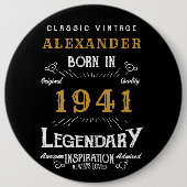 Personalisierter 80. Geburtstag Geboren 1941 Vinta Button (Vorderseite)