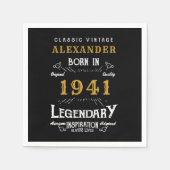 Personalisierter 80. Geburtstag Geboren 1941 Vinta Serviette (Vorderseite)