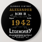 Personalisierter 80. Geburtstag Geboren 1942 Vinta Button (Vorderseite)