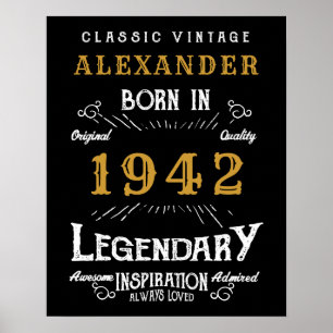 Personalisierter 80. Geburtstag Geboren 1942 Vinta Poster