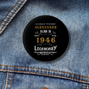 Personalisierter 80. Geburtstag Geboren 1946 Vinta Button