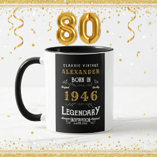 Personalisierter 80. Geburtstag Geboren 1946 Vinta Tasse