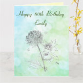 Personalisierter 80. Geburtstag Karte (Gelbe Blume)