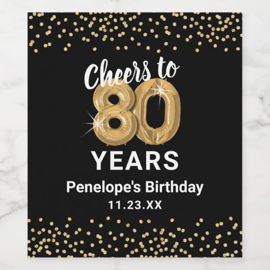 Personalisierter 80. Geburtstag Weinetikett (Einzelnes Label)