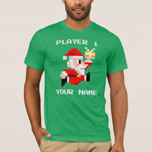 Personalisierter 8-Bitweihnachtsmann-WeihnachtsT - T-Shirt