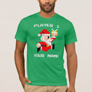 Personalisierter 8-Bitweihnachtsmann-WeihnachtsT - T-Shirt