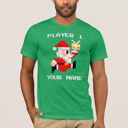 Personalisierter 8-Bitweihnachtsmann-WeihnachtsT - T-Shirt (Vorderseite)